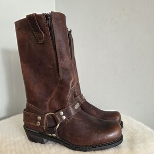 Orange County Choppers Womens Brown Leather Harness Square Toe Boots Sz 10